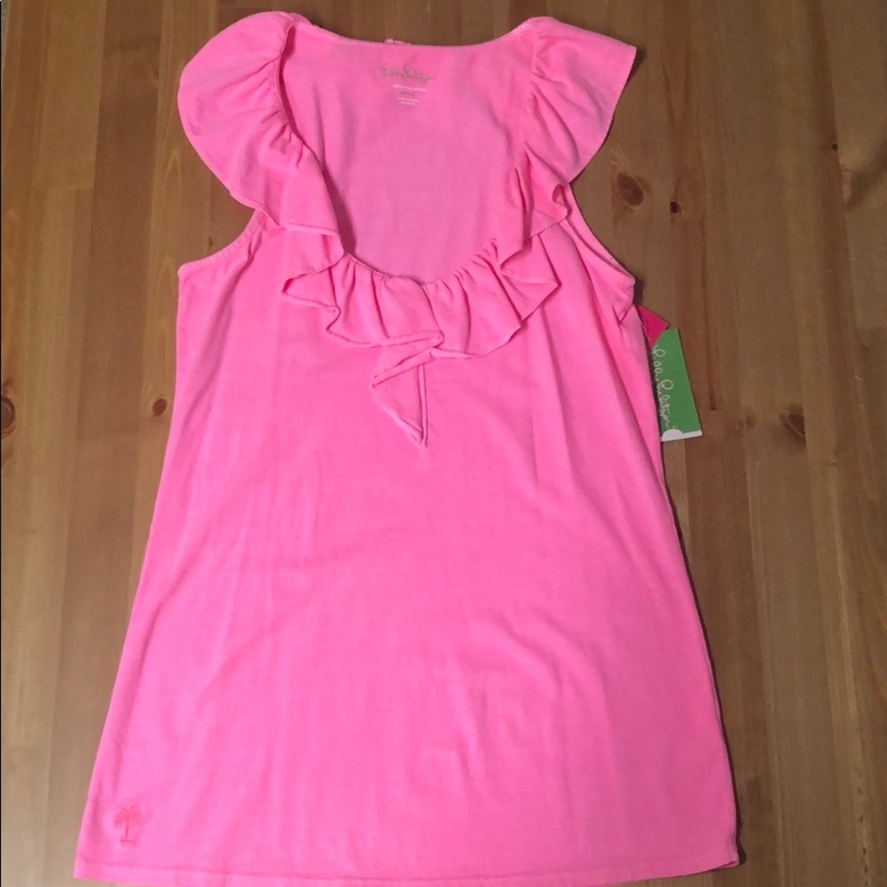 Lilly Pulitzer • Women’s Nadel Pink Sleeveless Top Sz S Ruffle V-Neck NWT
